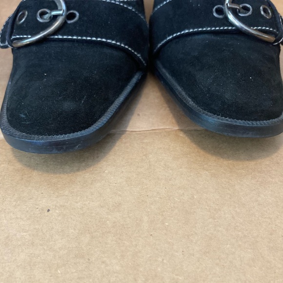 SOLD Black suede high heel shoes with a buckle on the side by Unisa - Picture 10 of 10